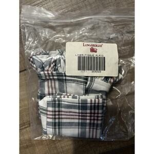 Longaberger Tall Tissue Basket Liner Market Day Plaid fabric NEW OTE Geniune